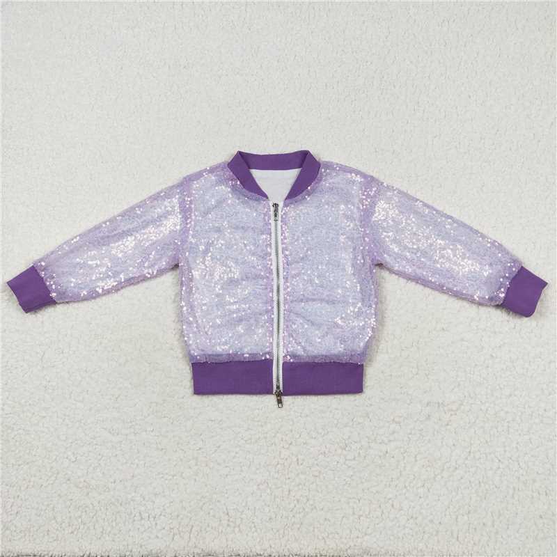 RTS NO MOQ Sibling baby boy girl clothes Sequined Zipper Long Sleeve Jackets