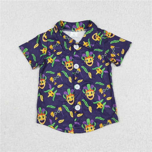 RTS SALES NO MOQ G3-20-4, Clown mask dark purple shirt short sleeves