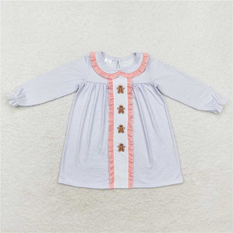 RTS NO MOQ Sibling baby girl clothes Christmas Pink Pleated Doll Collar Light Purple Striped Long Sleeve Suit & Dress