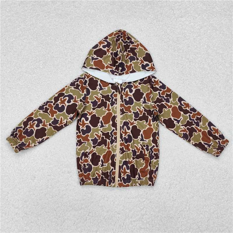 RTS NO MOQ Camouflage Hooded Zip-Up Long Sleeve Jacket