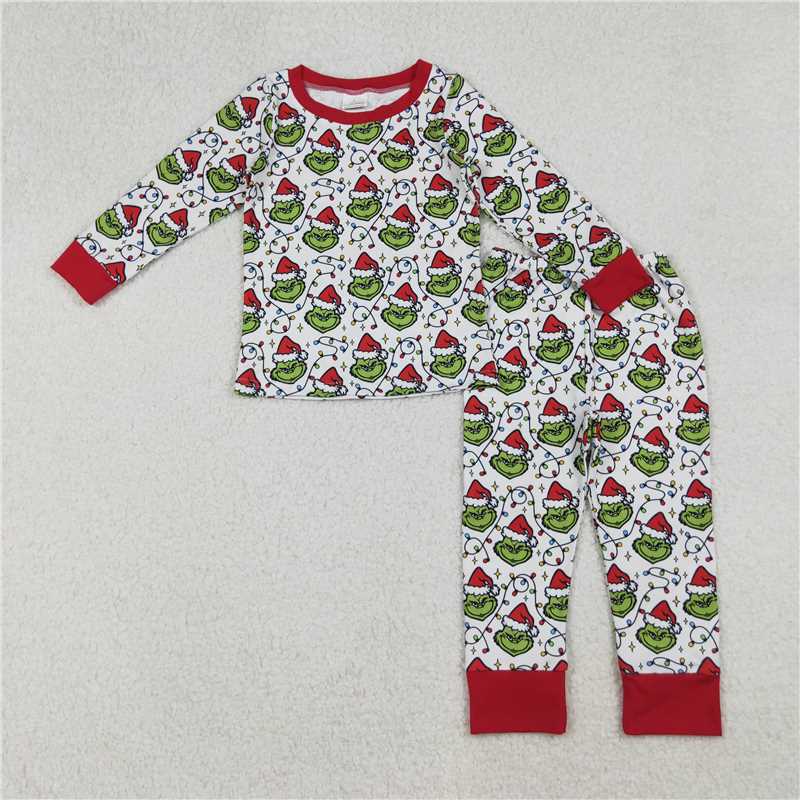 RTS NO MOQ Sibling Baby boy clothes Christmas cartoon long-sleeved trousers suits