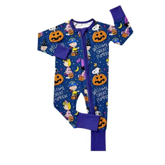 Deadline July 31  custom no moq Halloween Pumpkin Long Sleeve Romper