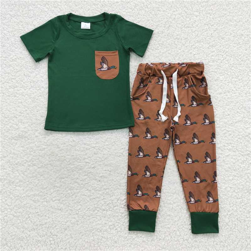 RTS NO MOQ Baby Boys Pocket Short Sleeve Top Camouflage Pants Set
