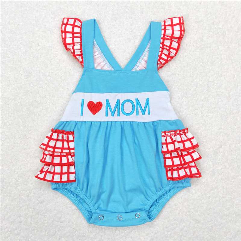 RTS no moq I love mom embroidery I love mom embroidered letters pink vest bubble  Sibling Sister