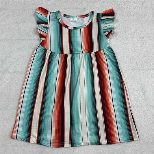 "G6-12-3\;] Colorful vertical striped flying sleeves skirt"