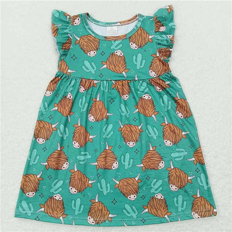 G6-7-4.'; Cactus green flying sleeves dress牛头仙人掌绿色飞袖裙