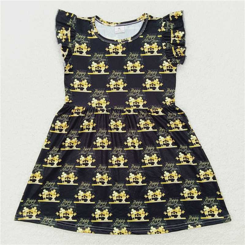 "G6-7-4'\. Mickey couple black flying sleeves dress"