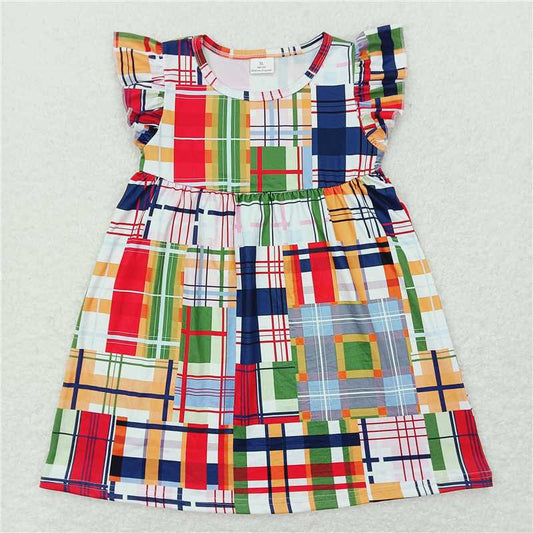 "G6-7-4/\.' Colorful plaid flying sleeves skirt"