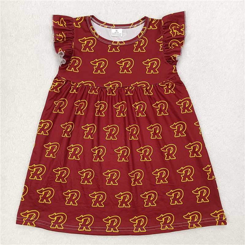 "G6-7-2/\' R letter dark purple flying sleeve dress"