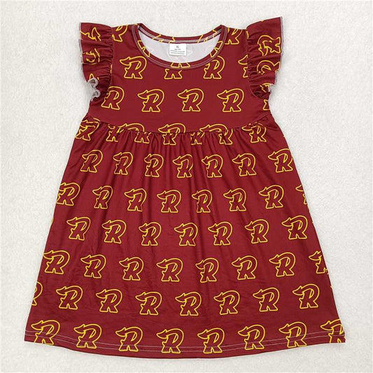 "G6-7-2/\' R letter dark purple flying sleeve dress"