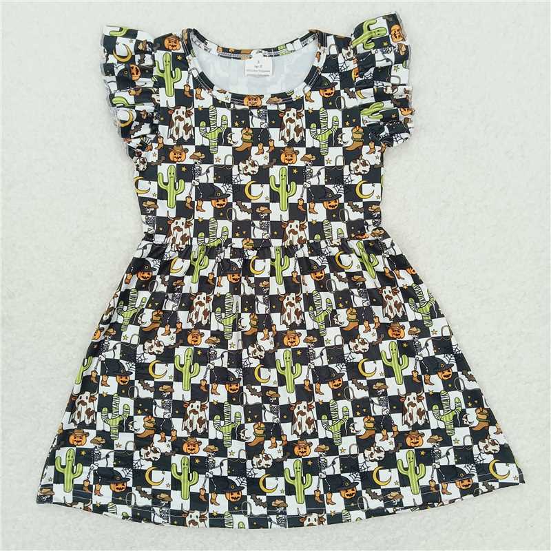 "G6-2-5/*] Cactus boots plaid flying sleeves skirt"