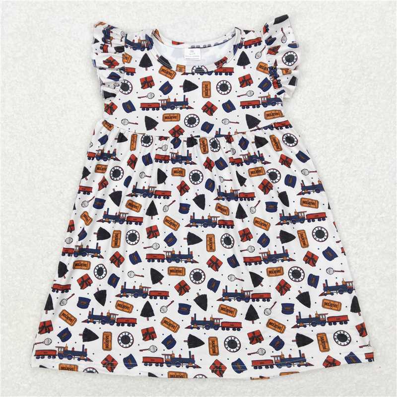 "G6-13-7// Colorful Object Off-White Fly Sleeve Dress"