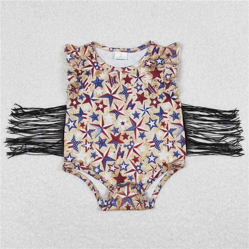 RTS NO MOQ Baby fringe short romper: animal print style & Valentine's Day heart print style