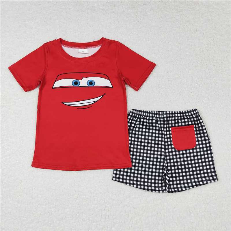 RTS NO MOQ Baby boy clothes cars Short Sleeve shorts Suit