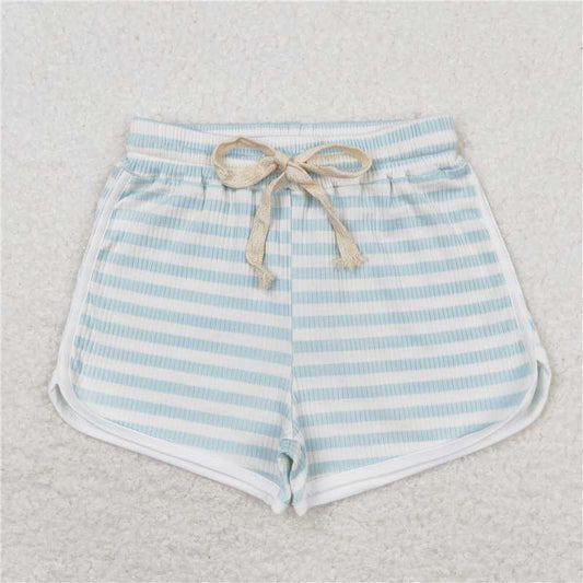 RTS SS0335Light blue thick striped white shorts