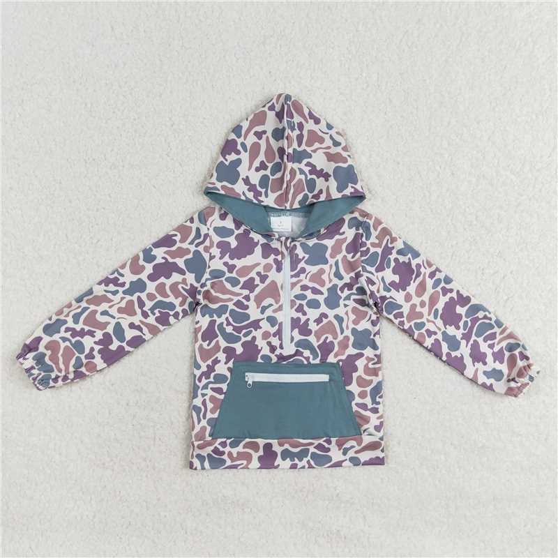 RTS NO MOQ Camouflage zipper hooded pocket long sleeve pullover jacket