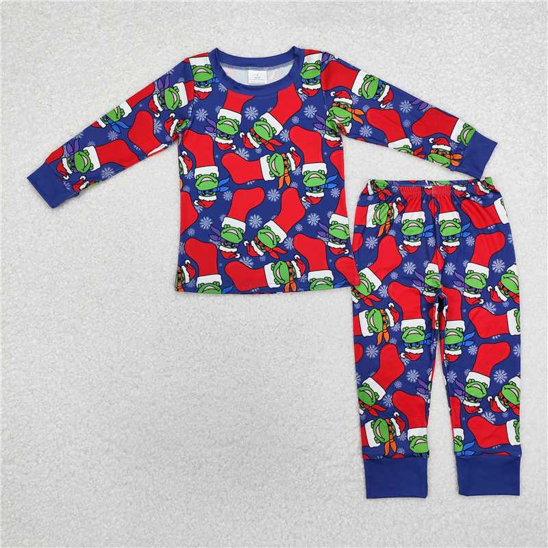 RTS NO MOQ Sibling Baby boy clothes Christmas cartoon long-sleeved trousers suits