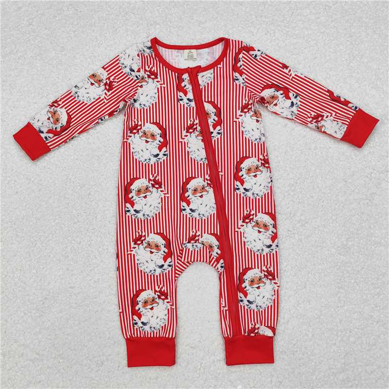 RTS NO MOQ Bearded Santa Claus Red Vertical Striped Long Sleeve Suit & Skirt & Crawling Suit & Adult Pants