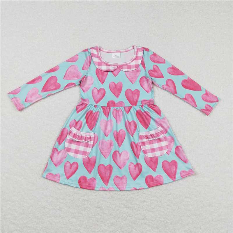 RTS NO MOQ Baby Girl Clothes Valentine Long-sleeved dress