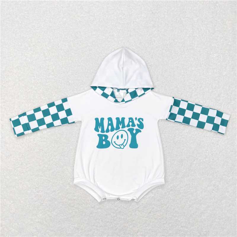 RTS NO MOQ Baby Boys Plaid Hooded Long Sleeve Cropped Romper Mixed Sizes