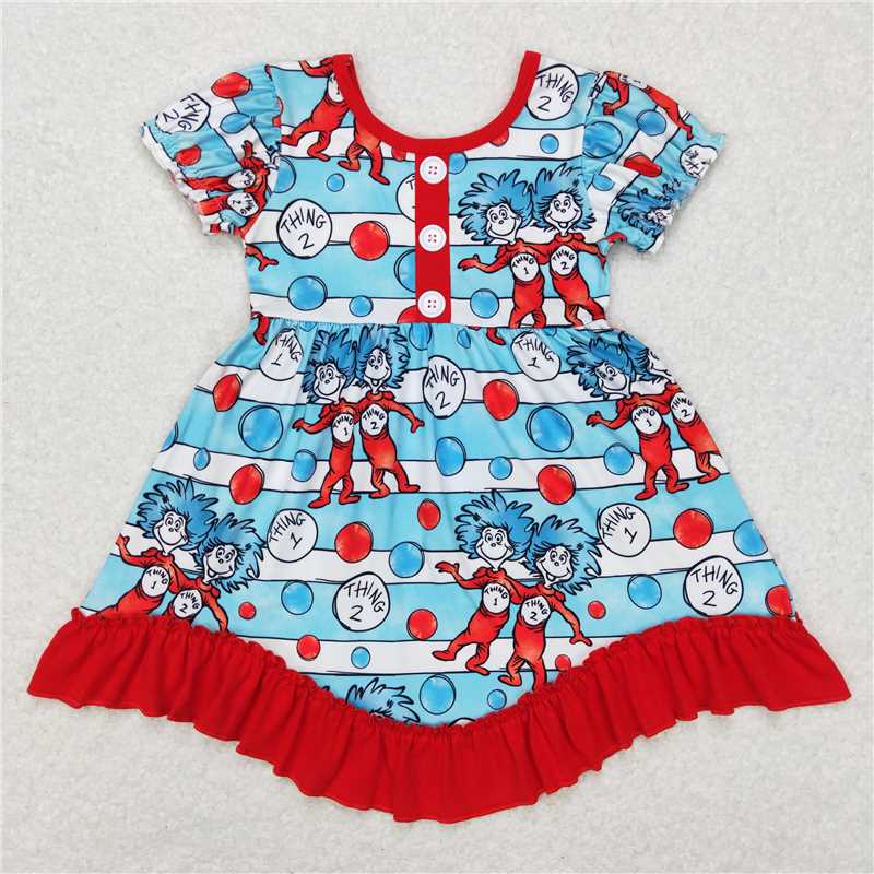 RTS NO MOQ Baby Girl Clothes dr seuss Short-sleeved dress and long sleeve dress