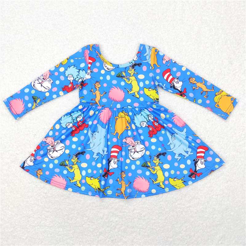 RTS NO MOQ Baby Girl Clothes dr seuss Short-sleeved dress and long sleeve dress