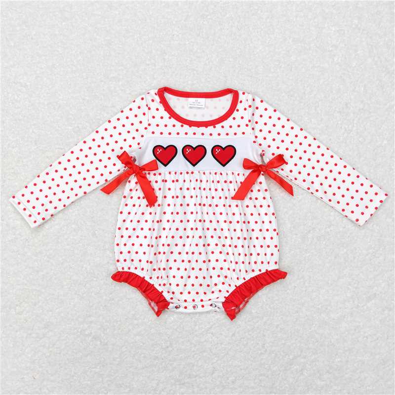 RTS NO MOQ Baby Boys Valentine Long Sleeve Cropped Romper Mixed Sizes