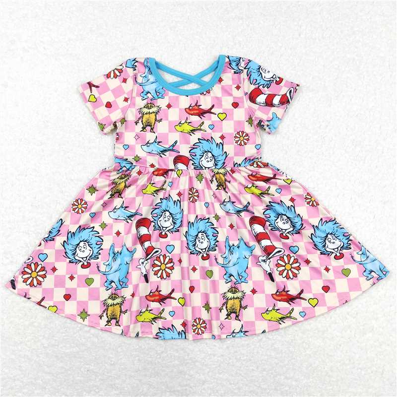 RTS NO MOQ Baby Girl Clothes dr seuss Short-sleeved dress and long sleeve dress