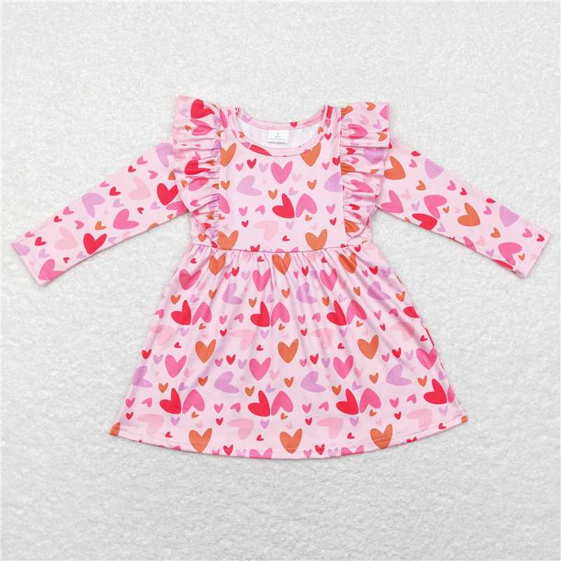 RTS NO MOQ Baby Girl Clothes Valentine Long-sleeved dress