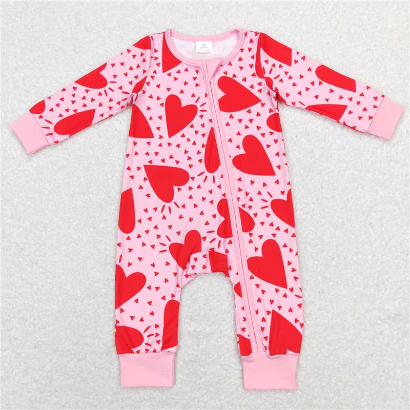 RTS NO MOQ Baby Boys Valentine Long Sleeve Cropped Romper Mixed Sizes