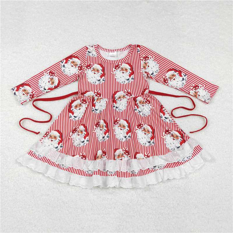 RTS NO MOQ BLP0917 GLD0786 Red Santa Claus Striped Long Sleeve Suit & Dress