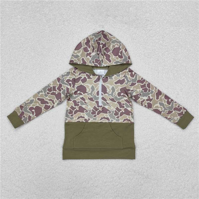 RTS NO MOQ Zip-up Long Sleeve Hooded Jacket: Plaid & Camouflage Collection