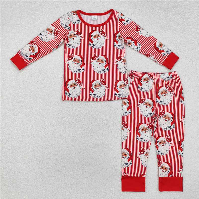 RTS NO MOQ BLP0917 GLD0786 Red Santa Claus Striped Long Sleeve Suit & Dress