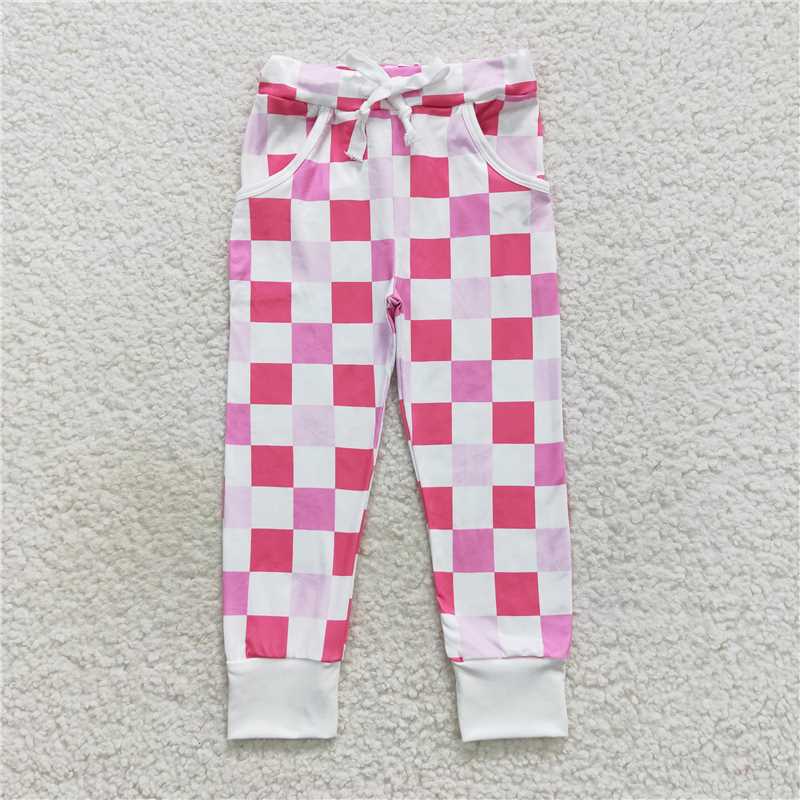 P0293 Pink and white plaid trousers