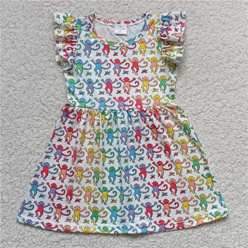 G6-18-4'. Colorful monkey flying sleeves dress