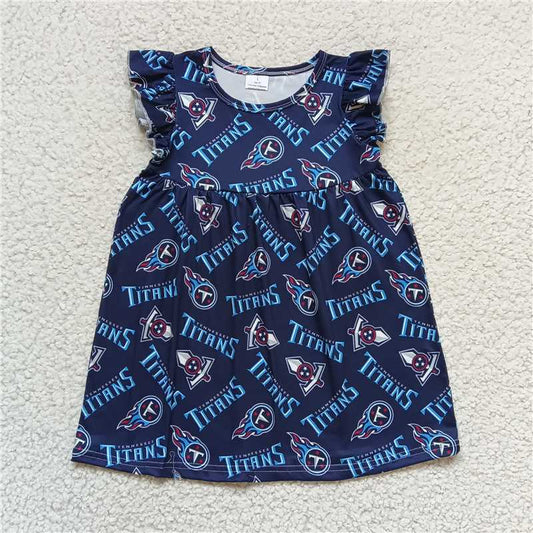 G6-18-2\/' Dark blue flying sleeves dress with blue letters