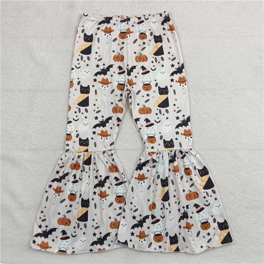 RTS SALES NO MOQ G6-10-4;; Pumpkin bat black cat off-white trousers