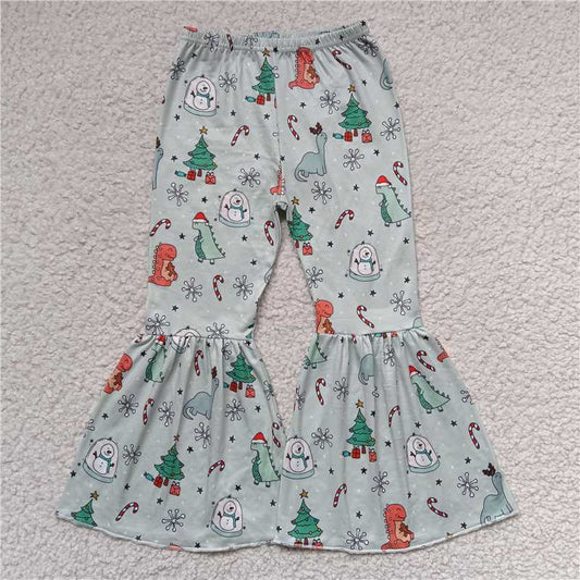 RTS SALES NO MOQ G6-10-5]' Cartoon dinosaur snowman light green trousers