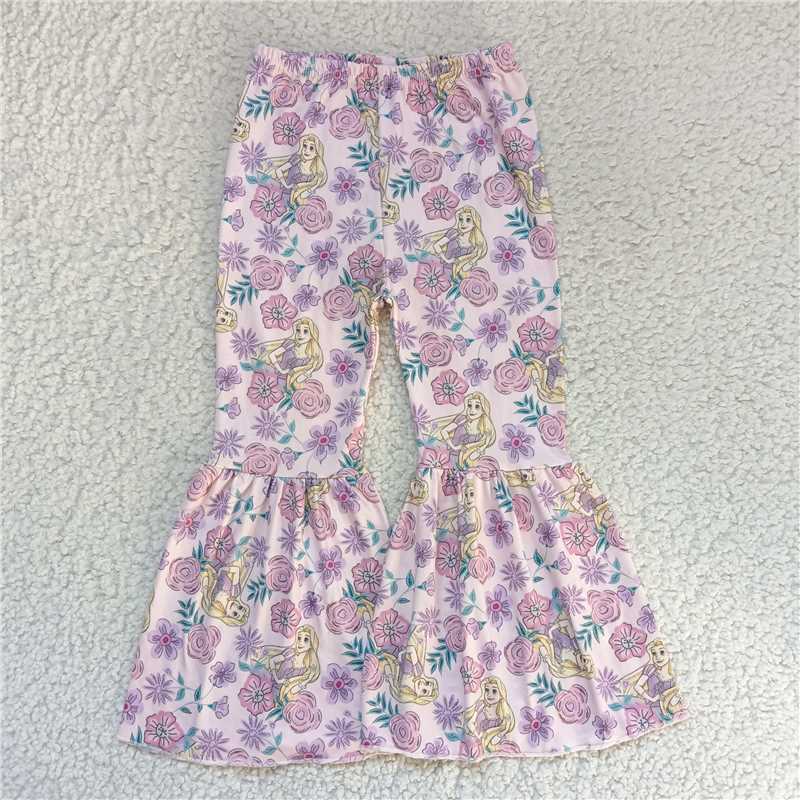 RTS SALES NO MOQ G6-5-3[;] Girls' light pink trousers with purple flowers