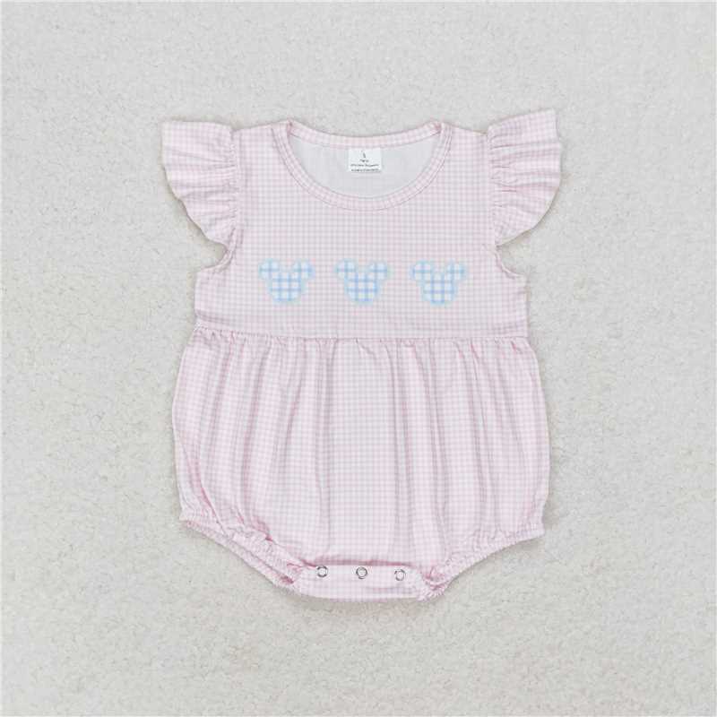 RTS no moqSR1533  Mickey Pink Plaid Vest Bodysuit