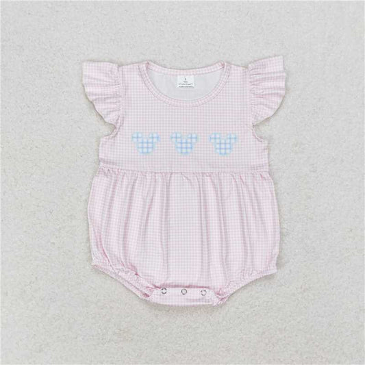 RTS no moqSR1533  Mickey Pink Plaid Vest Bodysuit