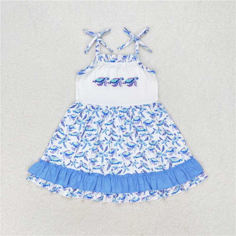 RTS Embroidered turtle blue short-sleeved shorts set