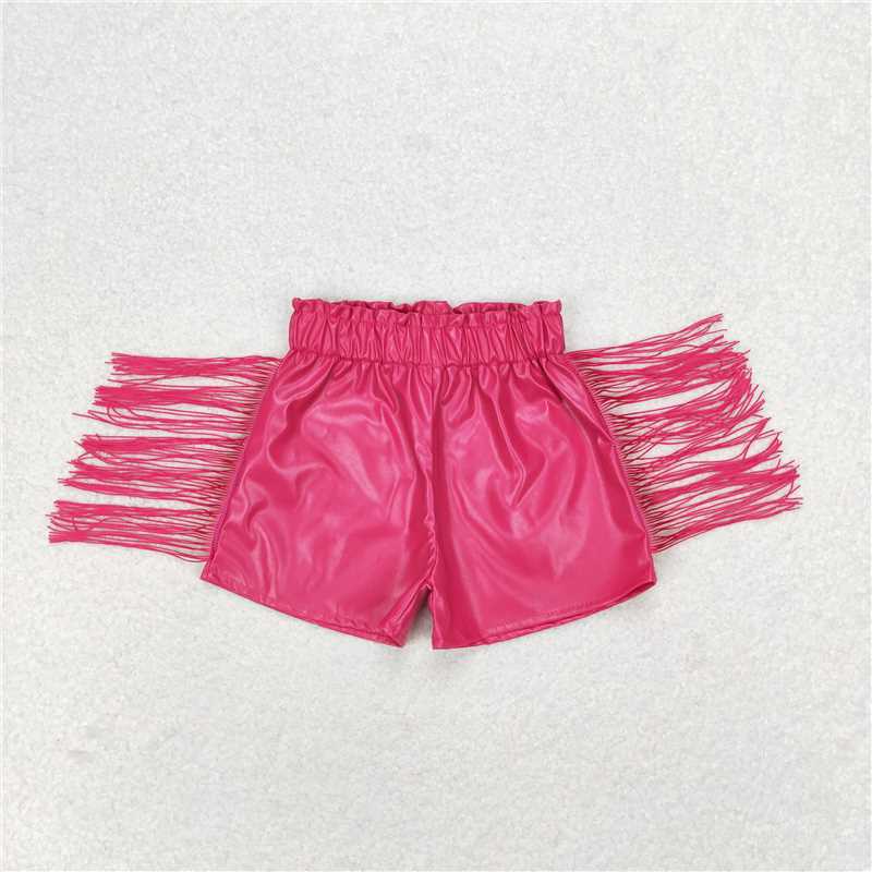 rts no moq baby girl clothes shiny leather tassel shorts