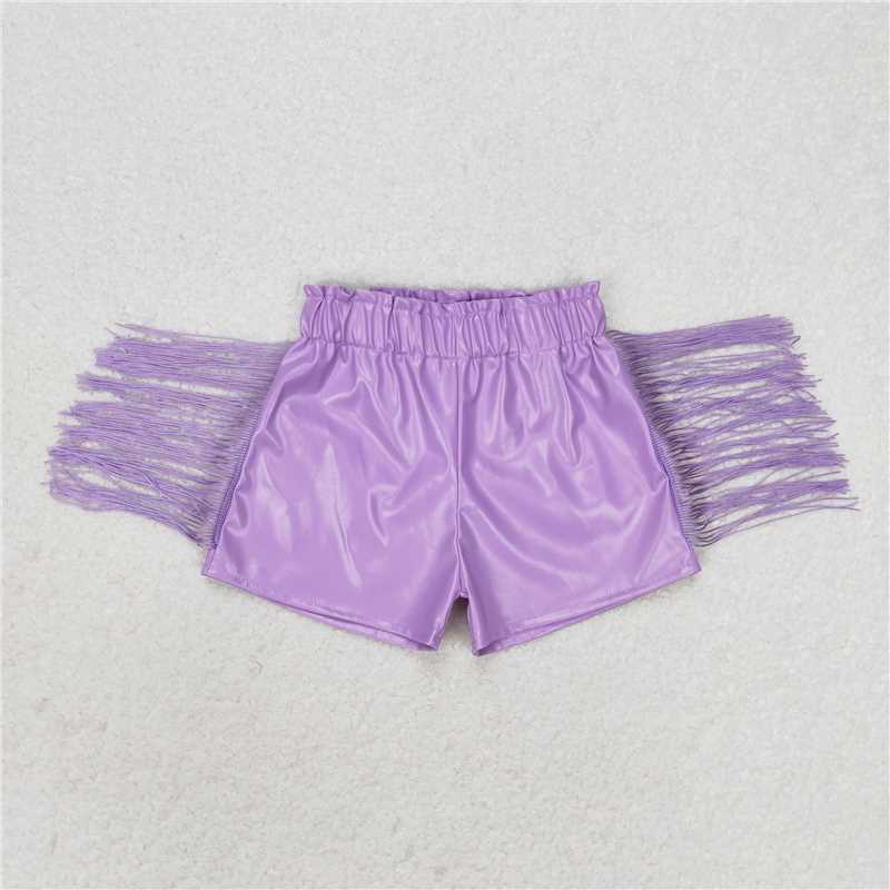 rts no moq baby girl clothes shiny leather tassel shorts