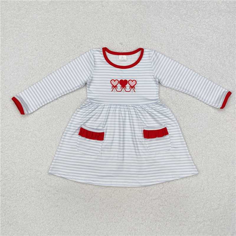 RTS NO MOQ Baby Girl Clothes Valentine Long-sleeved dress