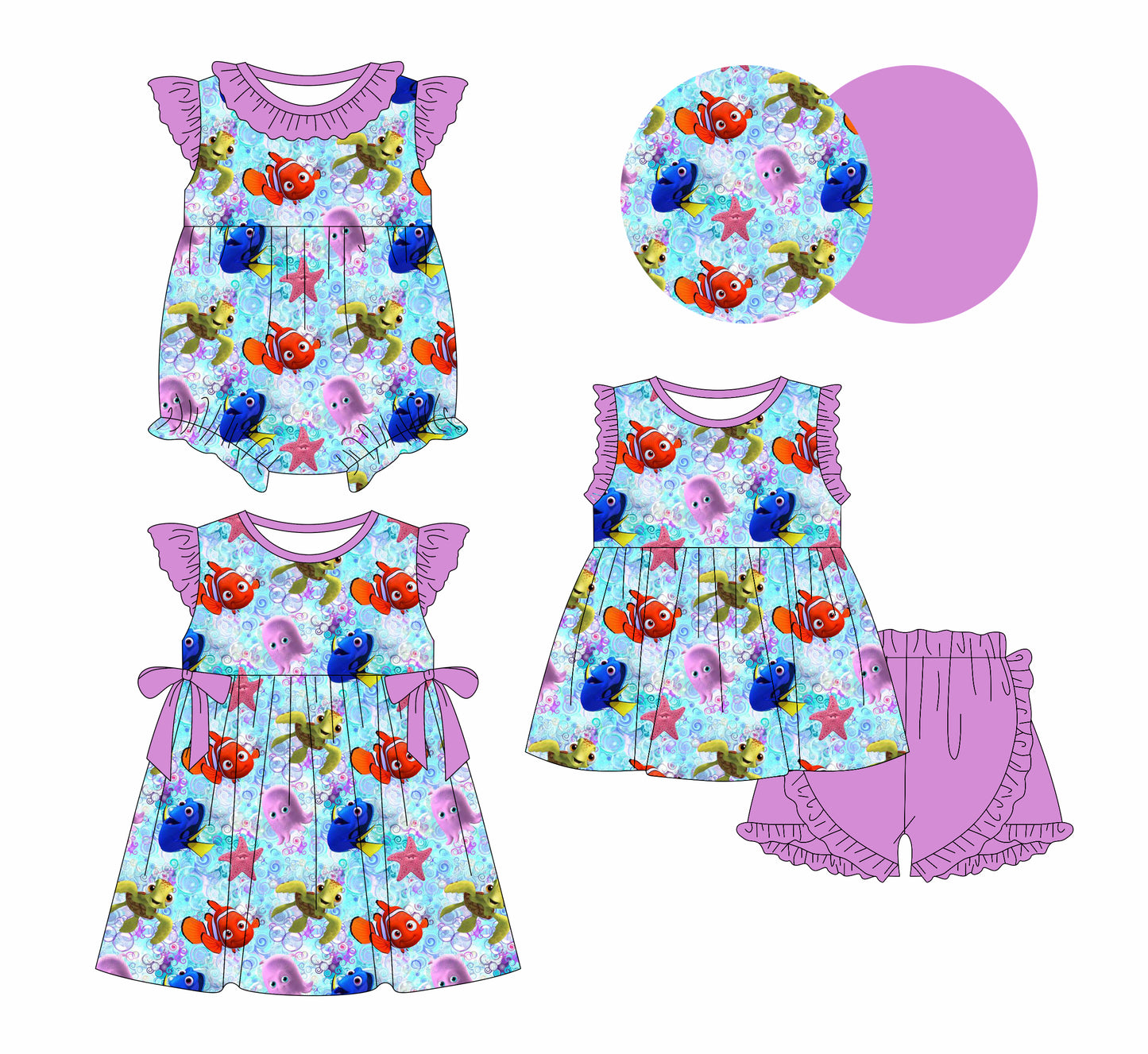 2.14 custom each style moq 5eta 4-6week Sibling Sisters baby girl short sleeve shorts sets and dress and rompers match family design