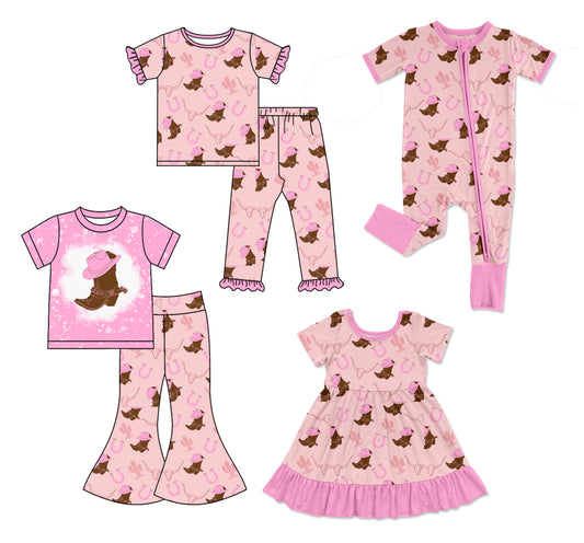 25.11.28 custom each style moq 5 eta 6-8week Sibling Sisters boots hat catcus baby girl short sleeve pants sets 2 and dress and rompers match family design
