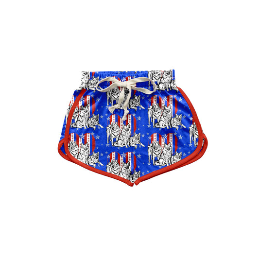 4.26 custom moq 5 eta 4-5weeks THREE DOGS PRINTS BLUE SHORTS