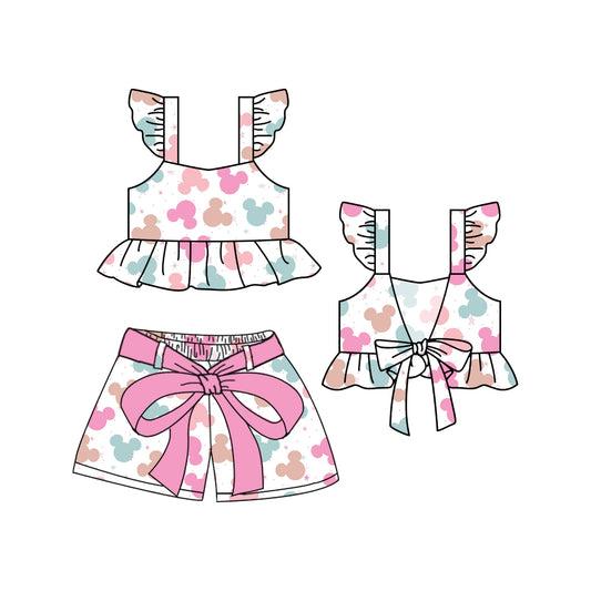 1.18 custom each style moq 5eta 4-6week Sibling Sister baby girls short sleeve shorts sets 1 and sets 2 match design