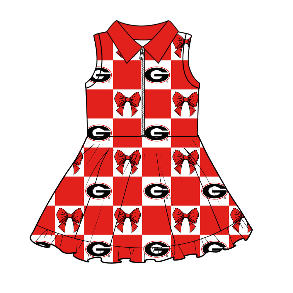Custom moq 3 or 5 mix size milk silk summer teams baby girl clothes bow red sleeveless dress-26.1.17
